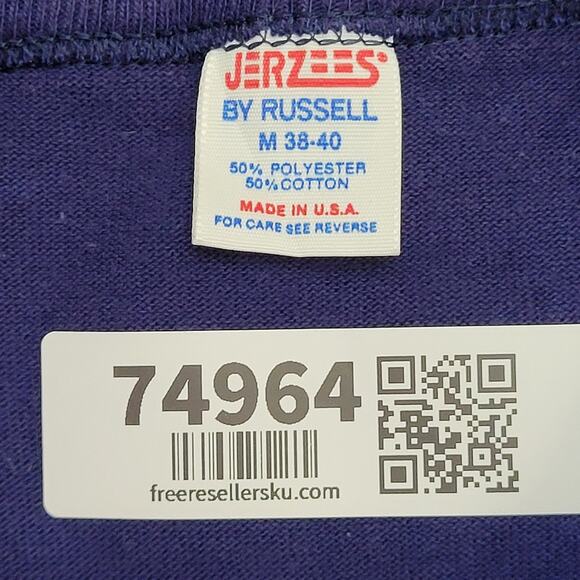 Vintage 80s JERZEES Henley Sweatshirt S/M 18x24 Purple Crop USA - Picture 7 of 10